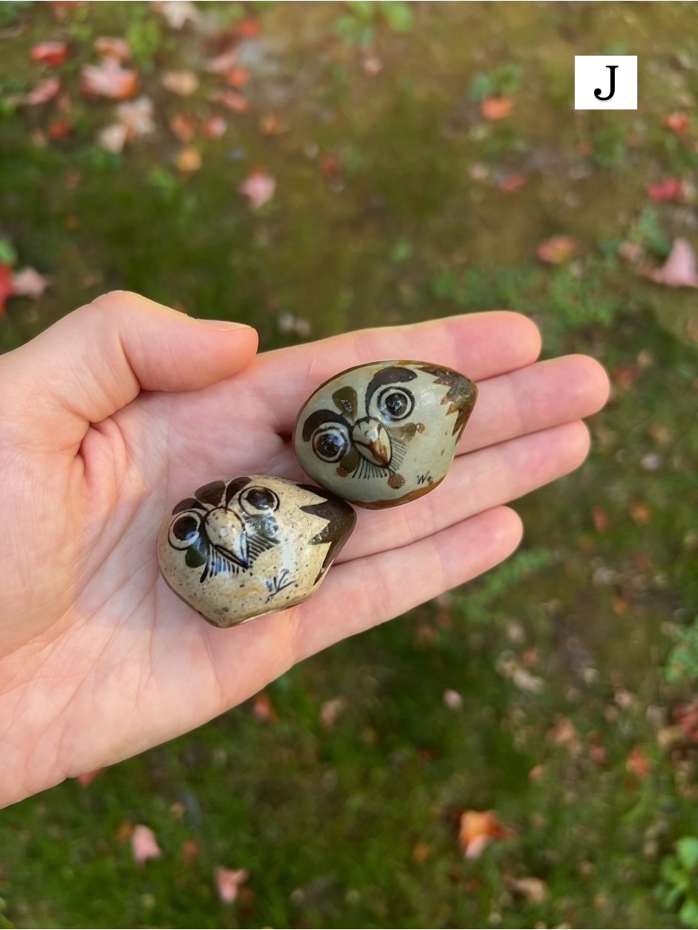 Hand-Painted Ceramic Tonala Mexican Owl Bird Figurines